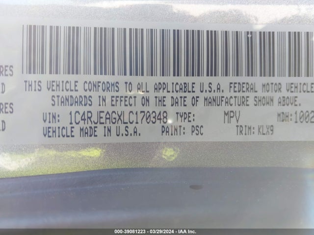 1C4RJEAGXLC170348 Jeep Grand Cherokee Altitude 4x2