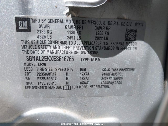 Chevrolet Captiva Sport 2ls 2014 3GNAL2EKXES616765 Image 9