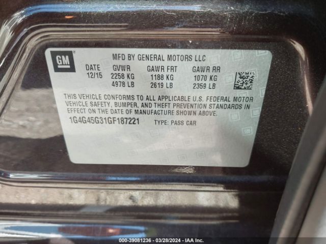 1G4G45G31GF187221 Buick Lacrosse Sport Touring