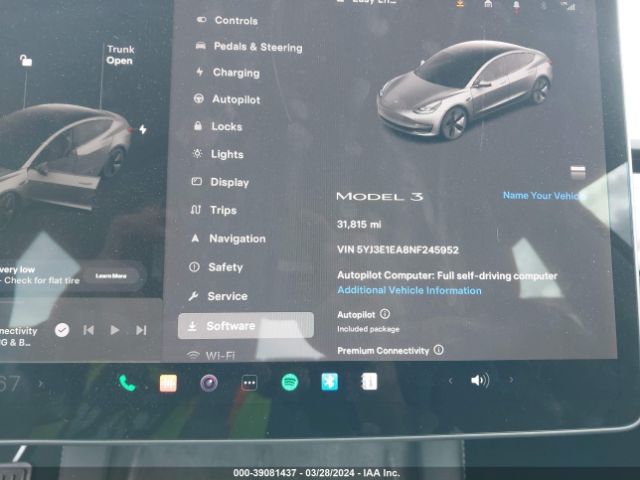 5YJ3E1EA8NF245952 Tesla Model 3 Rear-wheel Drive