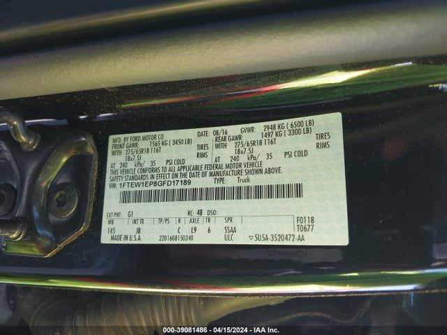 1FTEW1EP8GFD17189 Ford F-150 Xlt