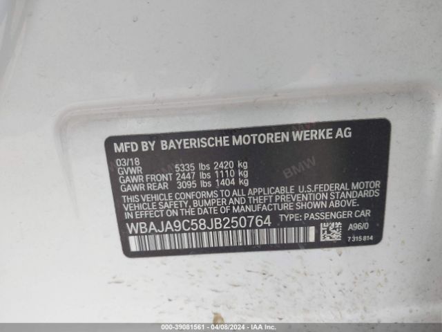 WBAJA9C58JB250764 BMW 530e Iperformance