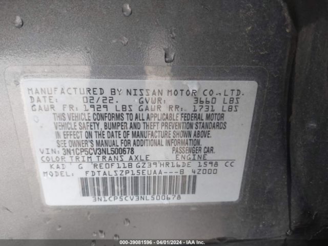 3N1CP5CV3NL500678 Nissan Kicks Sv Xtronic Cvt