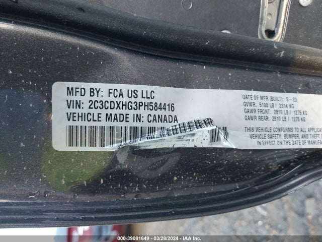 Dodge CHARGER GT 2023 2C3CDXHG3PH584416 Image 9