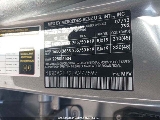 Mercedes-Benz Ml 350 Bluetec 4matic 2014 4JGDA2EB2EA272597 Image 9