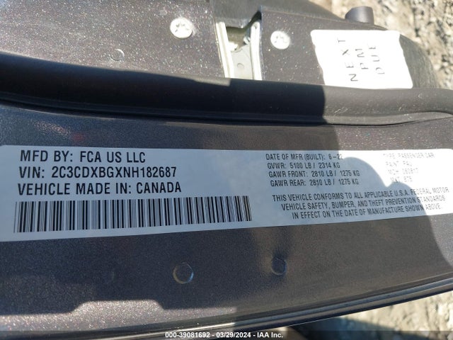 Dodge Charger Sxt Rwd 2022 2C3CDXBGXNH182687 Image 9