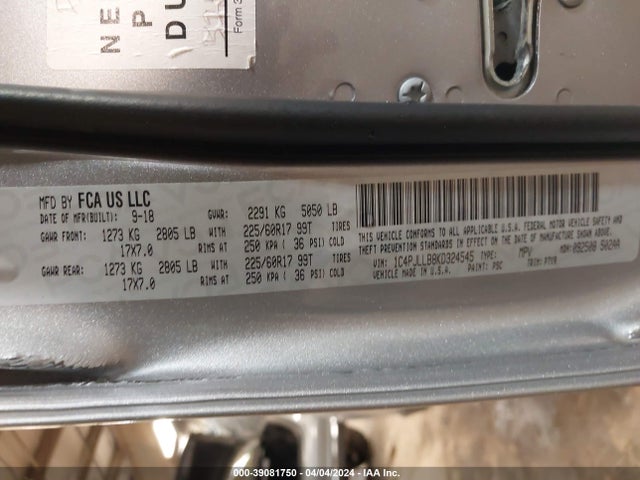1C4PJLLB8KD324545 Jeep Cherokee Latitude Plus Fwd