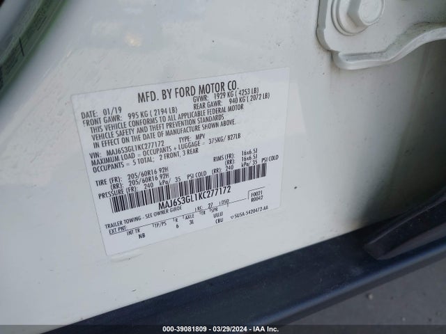 Ford Ecosport Se 2019 MAJ6S3GL1KC277172 Image 9