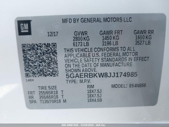 5GAERBKW8JJ174985 Buick Enclave Essence