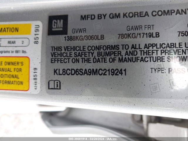 Chevrolet Spark Fwd 1lt Automatic 2021 KL8CD6SA9MC219241 Image 9