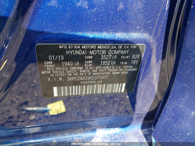 Hyundai ACCENT SE 2019 3KPC24A39KE075457 Image 9