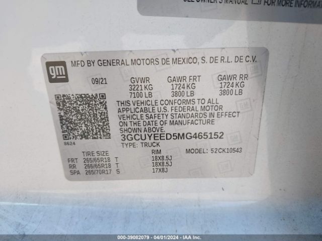 3GCUYEED5MG465152 Chevrolet Silverado 1500 4wd  Short Bed Rst