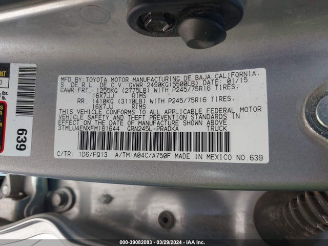 Toyota Tacoma Base V6 2015 3TMLU4ENXFM181644 Image 9