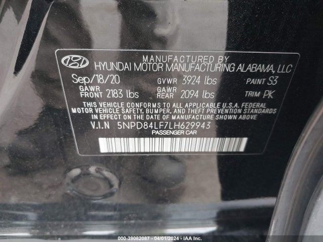 Hyundai ELANTRA SEL 2020 5NPD84LF7LH629943 Image 9