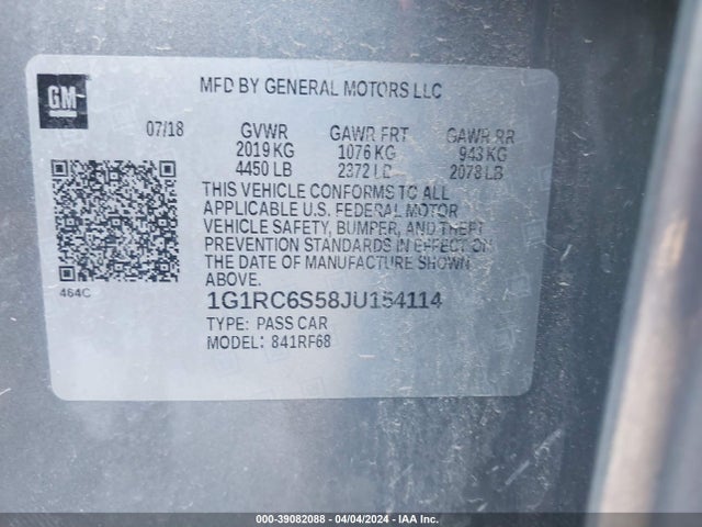 Chevrolet VOLT LT 2018 1G1RC6S58JU154114 Image 9