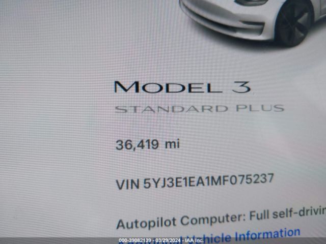 5YJ3E1EA1MF075237 Tesla Model 3 Standard Range Plus Rear-wheel Drive