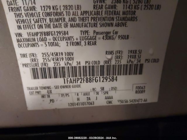 1FAHP2F88FG129584 Ford Taurus Limited