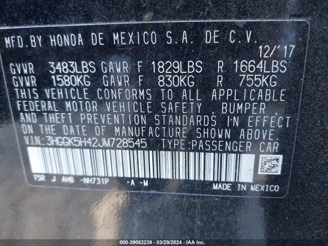 Honda FIT LX 2018 3HGGK5H42JM728545 Image 9