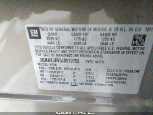 Chevrolet EQUINOX LT 2018 3GNAXJEV0JS579759 Image 9