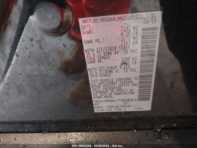 Nissan Rogue Sl 2019 5N1AT2MV6KC790883 Image 9