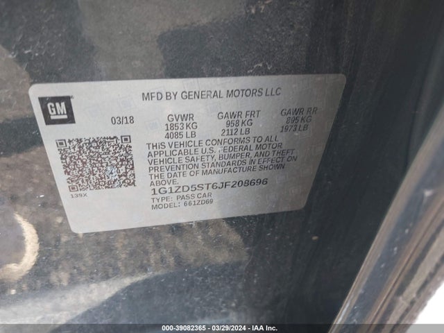 Chevrolet MALIBU LT 2018 1G1ZD5ST6JF208696 Image 9
