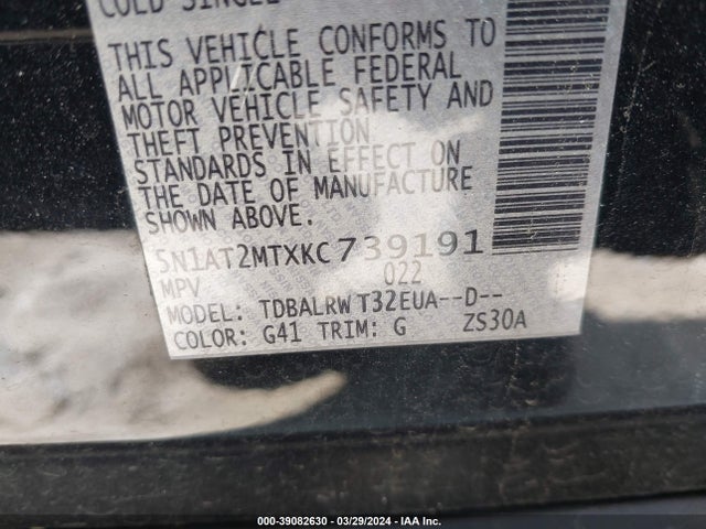 Nissan Rogue Sl 2019 5N1AT2MTXKC739191 Image 9