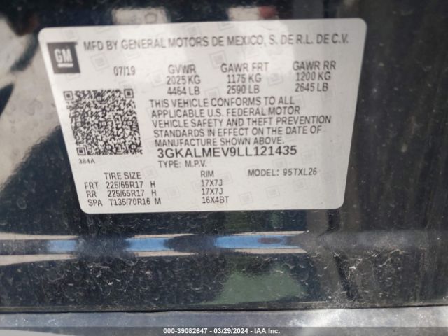 3GKALMEV9LL121435 GMC Terrain Fwd Sle
