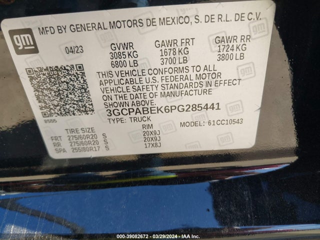 Chevrolet Silverado 1500 2wd  Short Bed Custom 2023 3GCPABEK6PG285441 Image 9