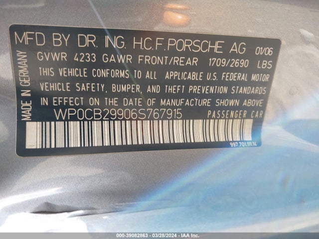 2006 PORSCHE 911 WP0CB29906S767915 Photo 8