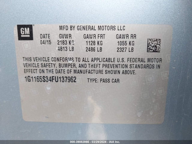 Chevrolet IMPALA 2LZ 2015 1G1165S34FU137962 Image 9