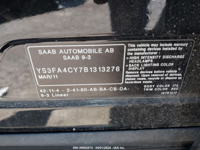 2011 SAAB 9-3 YS3FA4CY7B1313276 Photo 8
