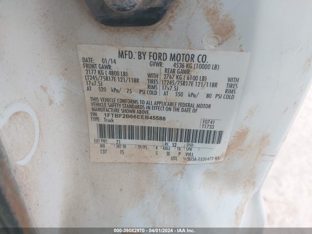 Ford F-250 Xl 2014 1FTBF2B66EEB45588 Image 9