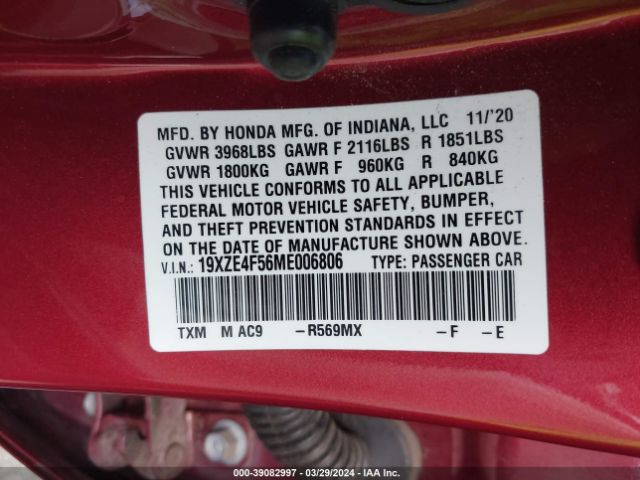 19XZE4F56ME006806 Honda INSIGHT EX
