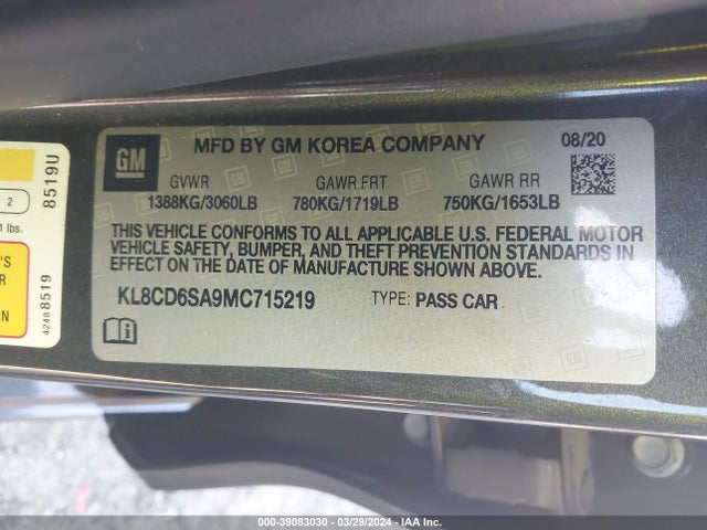 Chevrolet Spark Fwd 1lt Automatic 2021 KL8CD6SA9MC715219 Image 9