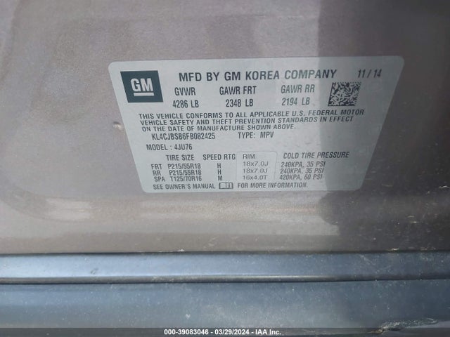 Buick Encore Convenience 2015 KL4CJBSB6FB082425 Image 9