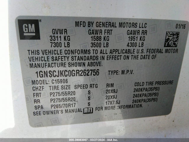 Chevrolet Suburban Ltz 2016 1GNSCJKC0GR262756 Image 9