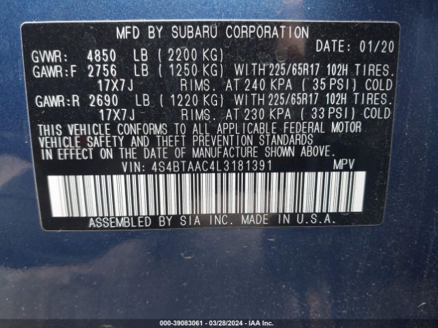 4S4BTAAC4L3181391 Subaru Outback