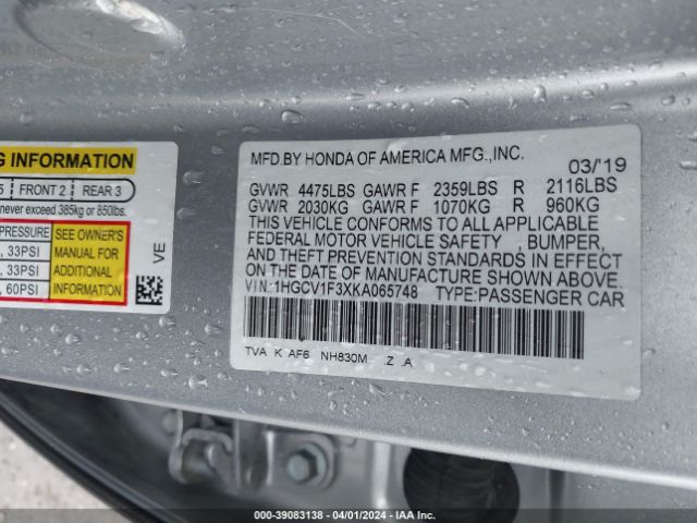1HGCV1F3XKA065748 Honda Accord Sport