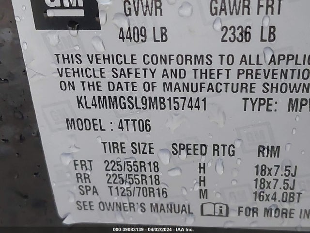KL4MMGSL9MB157441 Buick Encore Gx Awd Essence