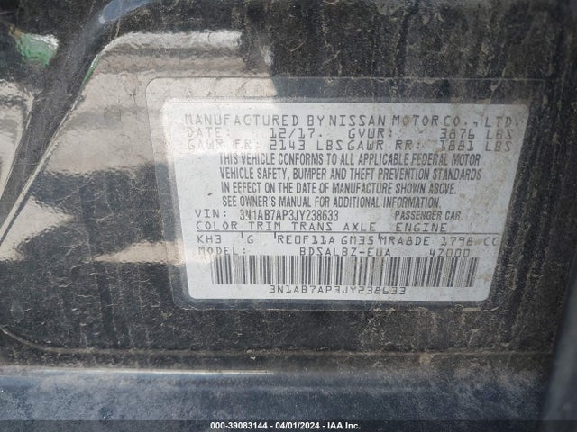 Nissan SENTRA S 2018 3N1AB7AP3JY238633 Image 9