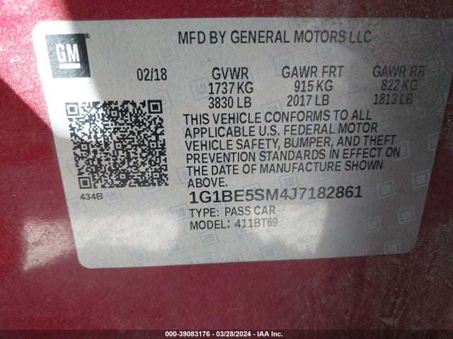 Chevrolet Cruze Lt Auto 2018 1G1BE5SM4J7182861 Image 9