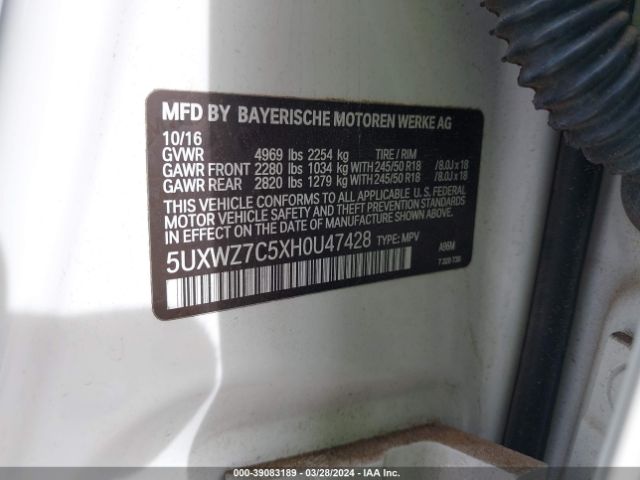 5UXWZ7C5XH0U47428 BMW X3 Sdrive28i