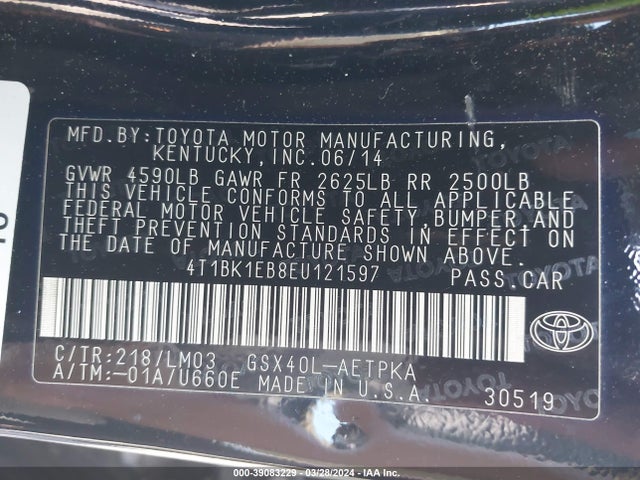 Toyota AVALON LIMITED 2014 4T1BK1EB8EU121597 Image 9