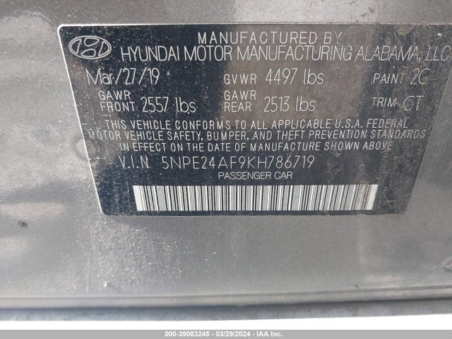 Hyundai SONATA SE 2019 5NPE24AF9KH786719 Image 9