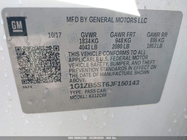 1G1ZB5ST6JF150143 Chevrolet Malibu 1ls