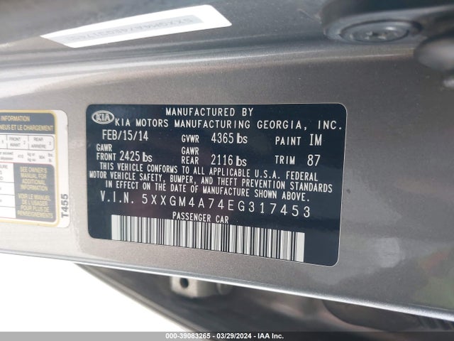 KIA Optima Lx 2014 5XXGM4A74EG317453 Image 9
