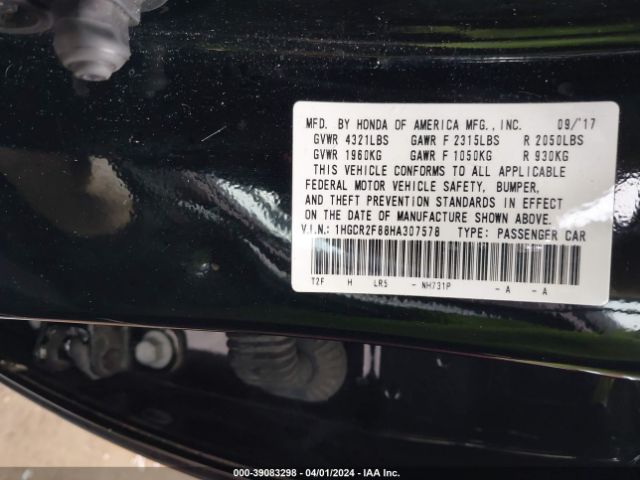 1HGCR2F88HA307578 Honda Accord Ex-l