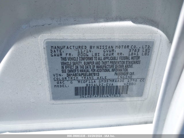 Nissan SENTRA SV 2014 3N1AB7AP5EL697813 Image 9