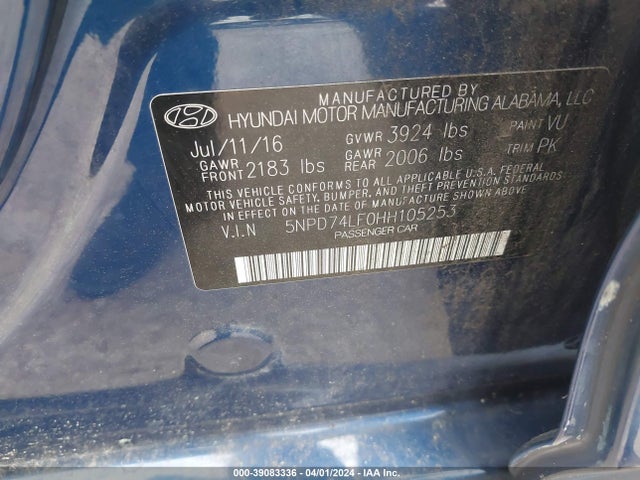 Hyundai ELANTRA SE 2017 5NPD74LF0HH105253 Image 9