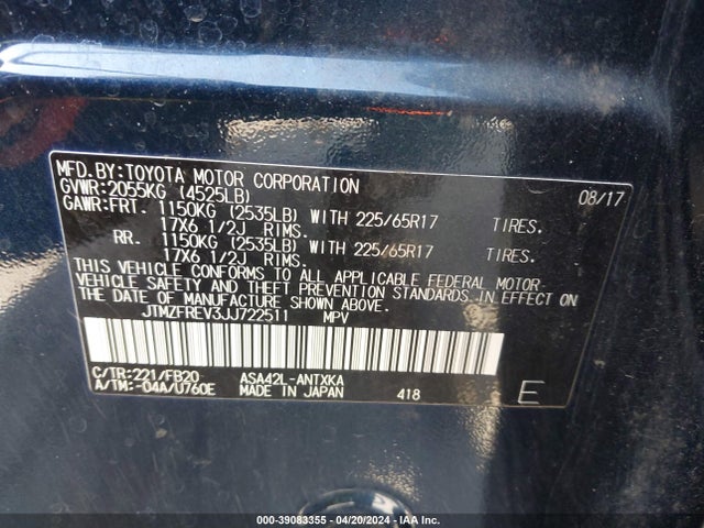 Toyota RAV4 LE 2018 JTMZFREV3JJ722511 Image 9